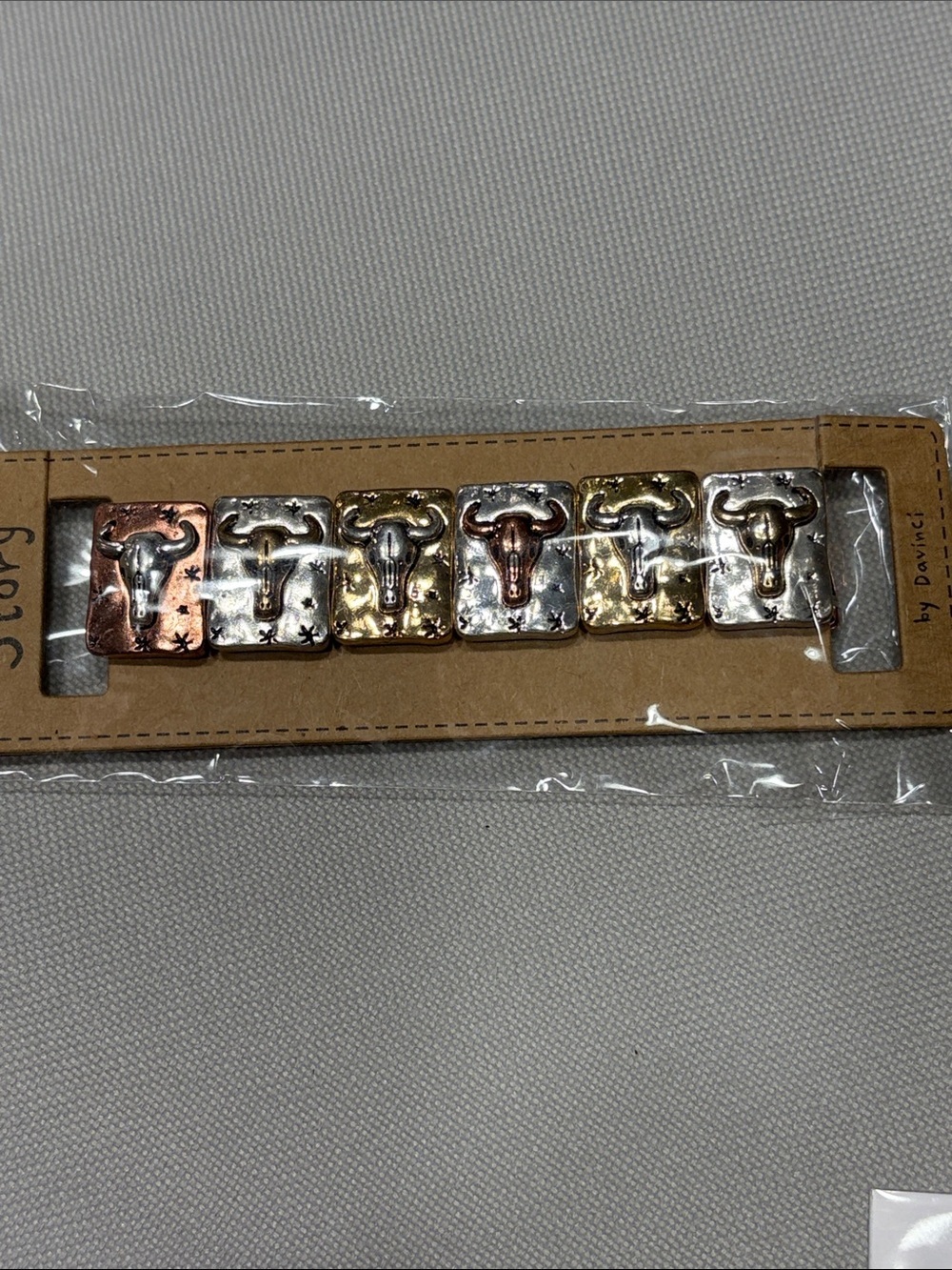 NWT Western Bull Skull Stretch Bracelet - Mixed Metal
